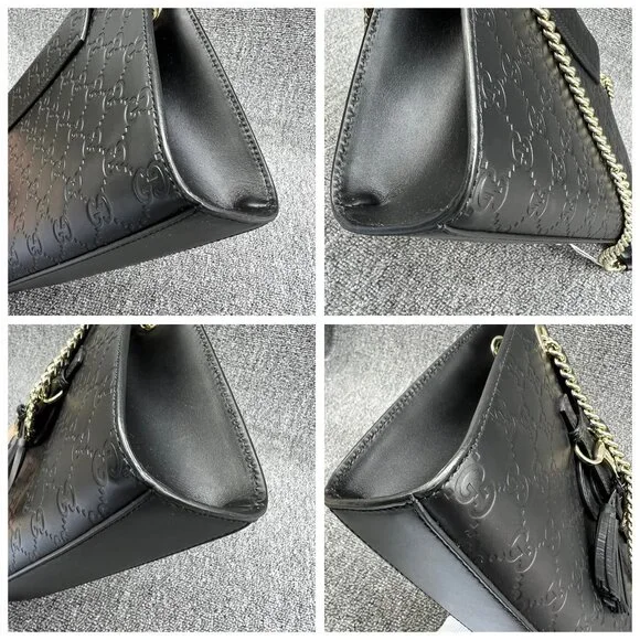 GUCCI Emily Black Leather Shoulder Bag 620-032825 - Picture 11 of 14